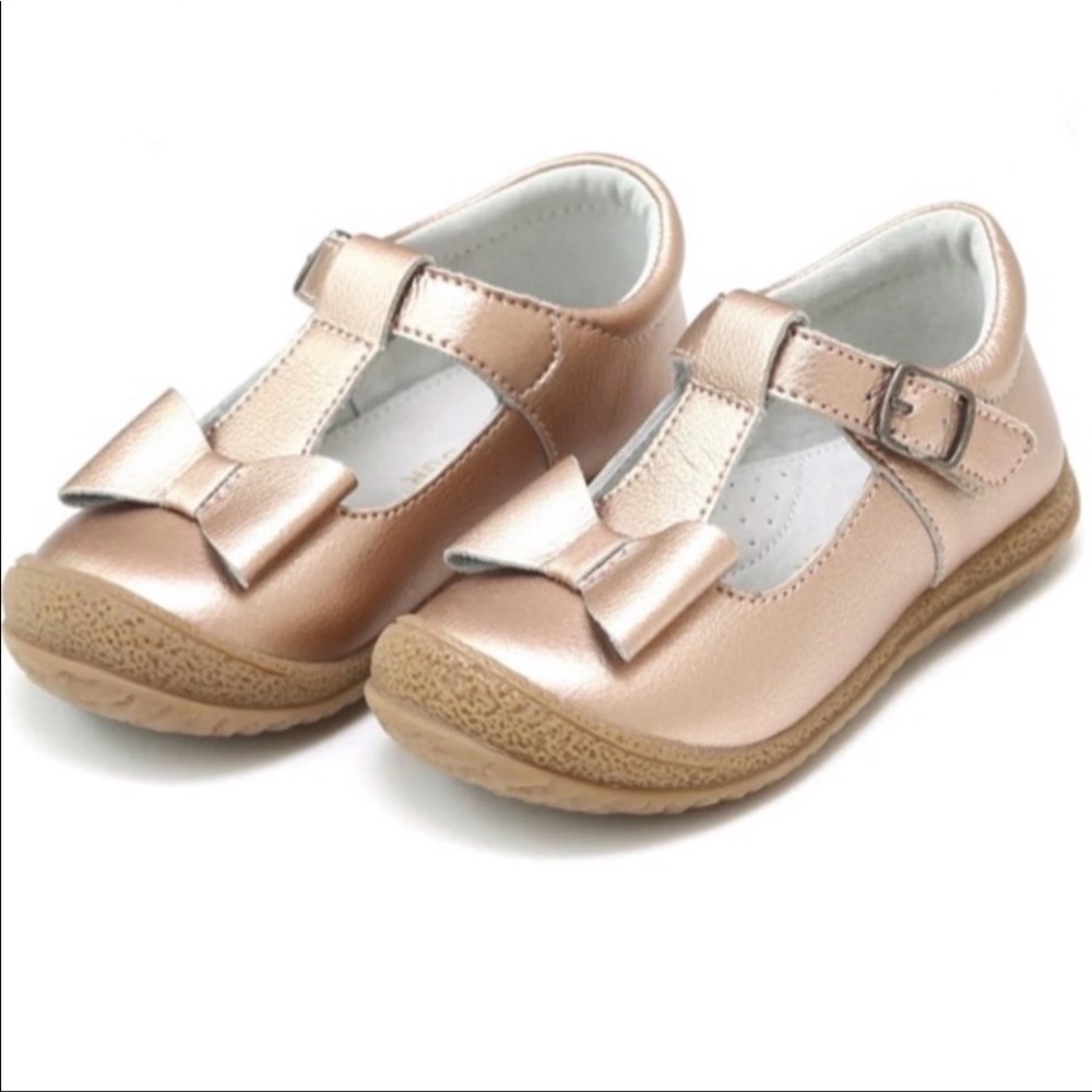 L’Amour Baby Toddler Girls Size 4 Emma Bow T Strap Mary Janes Rose Gold